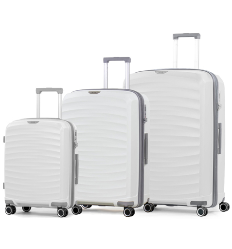 Obrázok z Sada cestovných kufrov ROCK TR-0212/3 PP - biela - 120 l / 74 l / 35 l + 15% EXPANDER