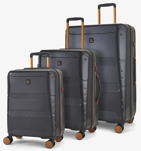 Obrázok z Sada cestovných kufrov ROCK TR-0238/3 ABS/PC - drevené uhlie - 102 L / 60 L + 20% EXPANDER / 34 L