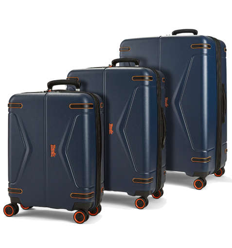 Obrázok z Sada cestovních kufrů ROCK TR-0251/3 ABS - tmavě modrá - 107 L / 72 L / 33 L + 20% EXPANDER