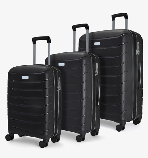 Obrázok z Sada cestovných kufrov ROCK TR-0241/3 PP - čierna - 86 L / 59 L / 36 L + 15% EXPANDER