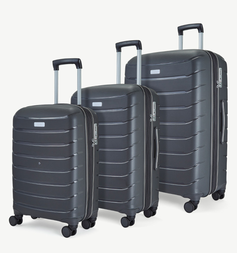 Obrázok z Sada cestovných kufrov ROCK TR-0241/3 PP - drevené uhlie - 86 L / 59 L / 36 L + 15% EXPANDER