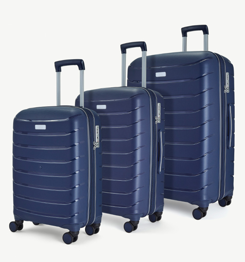 Obrázok z Sada cestovních kufrů ROCK TR-0241/3 PP - tmavě modrá - 86 L / 59 L / 36 L + 15% EXPANDER
