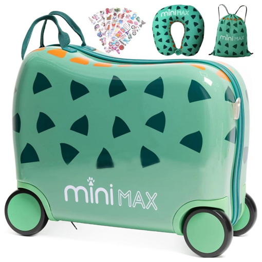 Obrázok z Dětský kufr Aerolite MiniMax Ride-On Dinosaurus - Zelená - 29 L