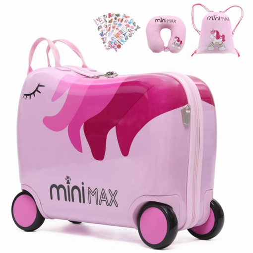 Obrázok z Dětský kufr Aerolite MiniMax Ride-On Unicorn - Růžová - 29 L
