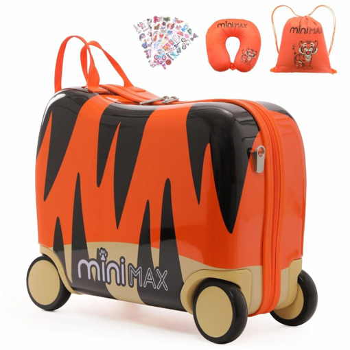 Obrázok z Dětský kufr Aerolite MiniMax Ride-On Tiger - Oranžová - 29 L
